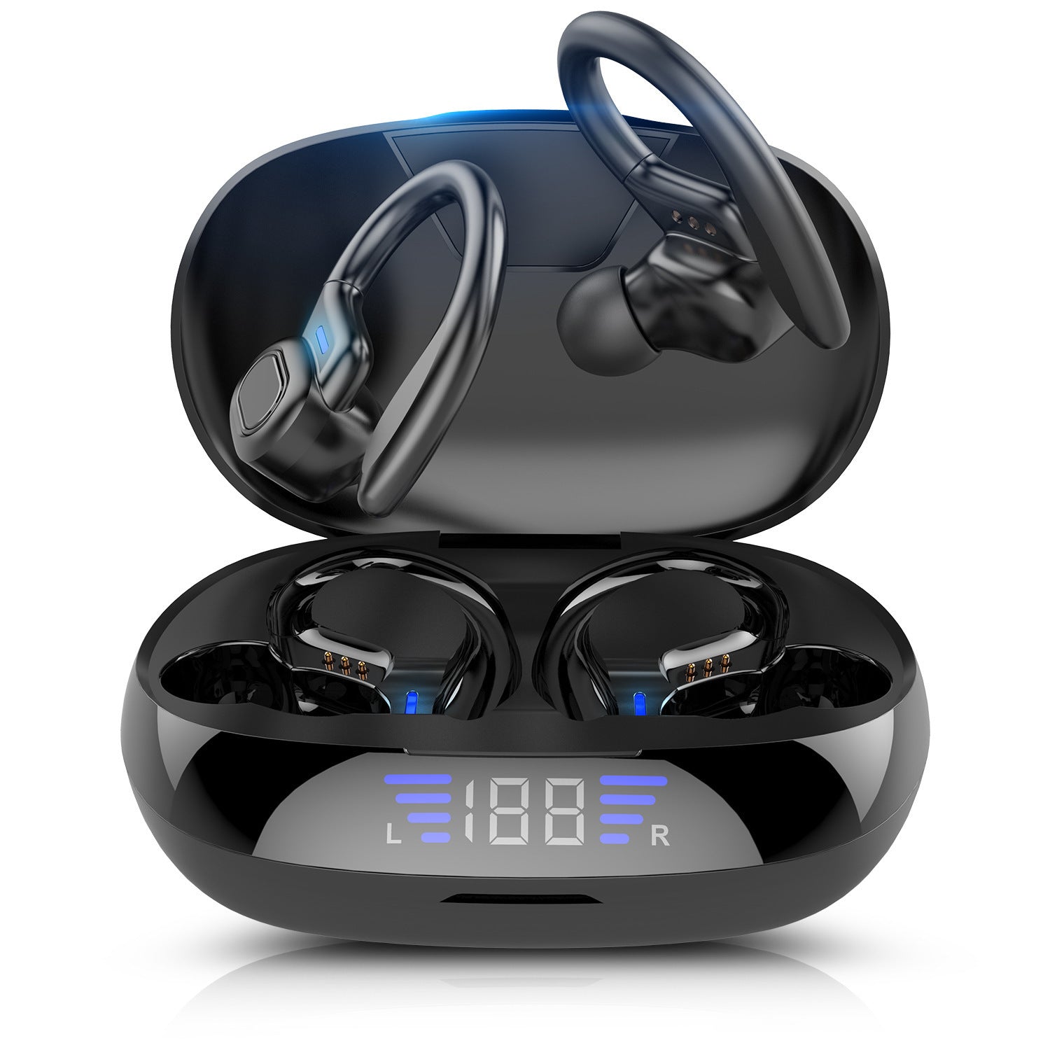 Bluetooth Headset Binaural Ear Hook Touch Headset With LED True Digital 2e624530 424e 4375 959d 81c631d89b6a