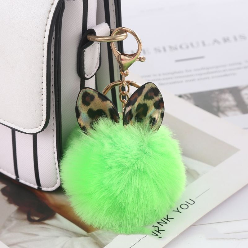 Leopard Print Small Ears Fur Ball Keychain 2e689b8a 3273 4b8b a131 789a98dce19a