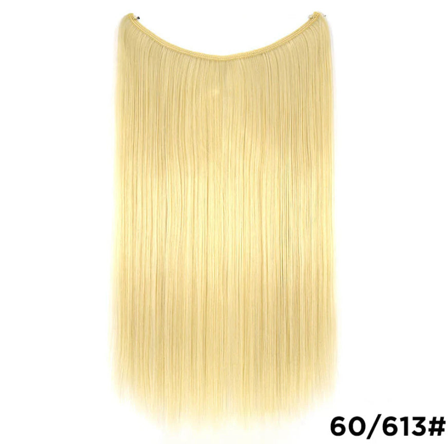 22 inches Invisible Wire No Clips in Hair Extensions Secret Fish Line Hairpieces Silky Straight Synthetic - HD Wireless Product #6