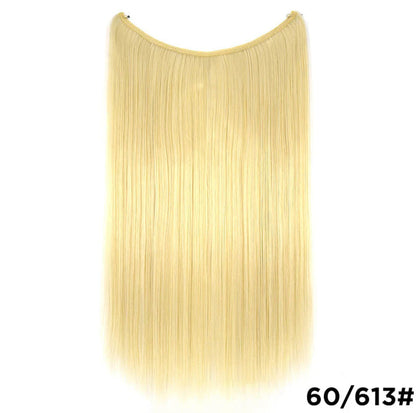 22 inches Invisible Wire No Clips in Hair Extensions Secret Fish Line Hairpieces Silky Straight Synthetic - HD Wireless Product #6