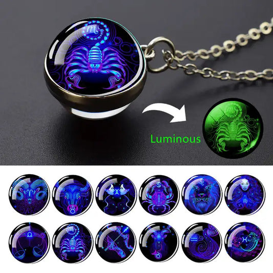 Luminous 12 Constellation Necklace 20mm Silver Creative 2e790119 9333 4efc 8cdb 304eaed7b3c8