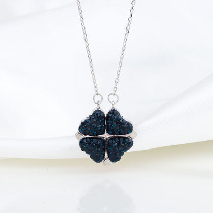 Sterling Silver Double-sided Four-leaf Clover Can Be Opened And Closed, A Double-wearing Clavicle Chain 2e96f5e6 67b4 4a4c ac