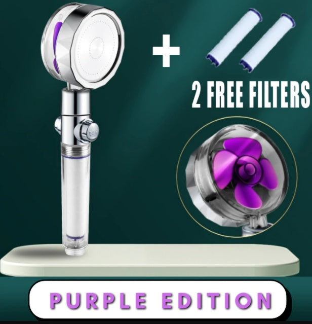 Shower Head Water Saving Flow 360 Degrees Rotating With Small Fan ABS Rain High Pressure Spray Nozzle Bathroom Accessories 2e