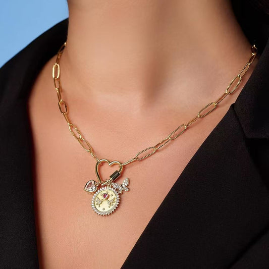 Copper-plated Gold Diamond-studded Starfish Sun Love Necklace 2effdd97 5218 4ff1 9d91 ca5dcf428568