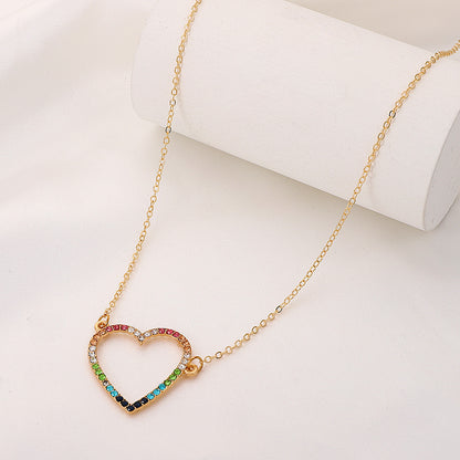 European And American Simple Colored Loving Heart Necklace Ins Fashion Hollowed-out Peach Heart 2f25eb5e 260e 4864 b116 4924b