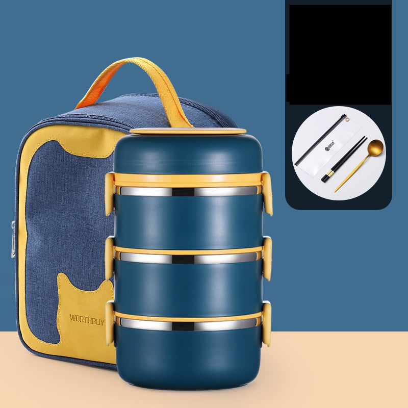 304 Stainless Steel Insulated Barrel Multi-layer Lunch Box - HD Wireless Product #14