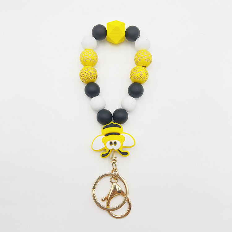Silicone Wooden Beads Bracelet Keychain 2f7fb786 729e 4a71 a567 bb09ef108000