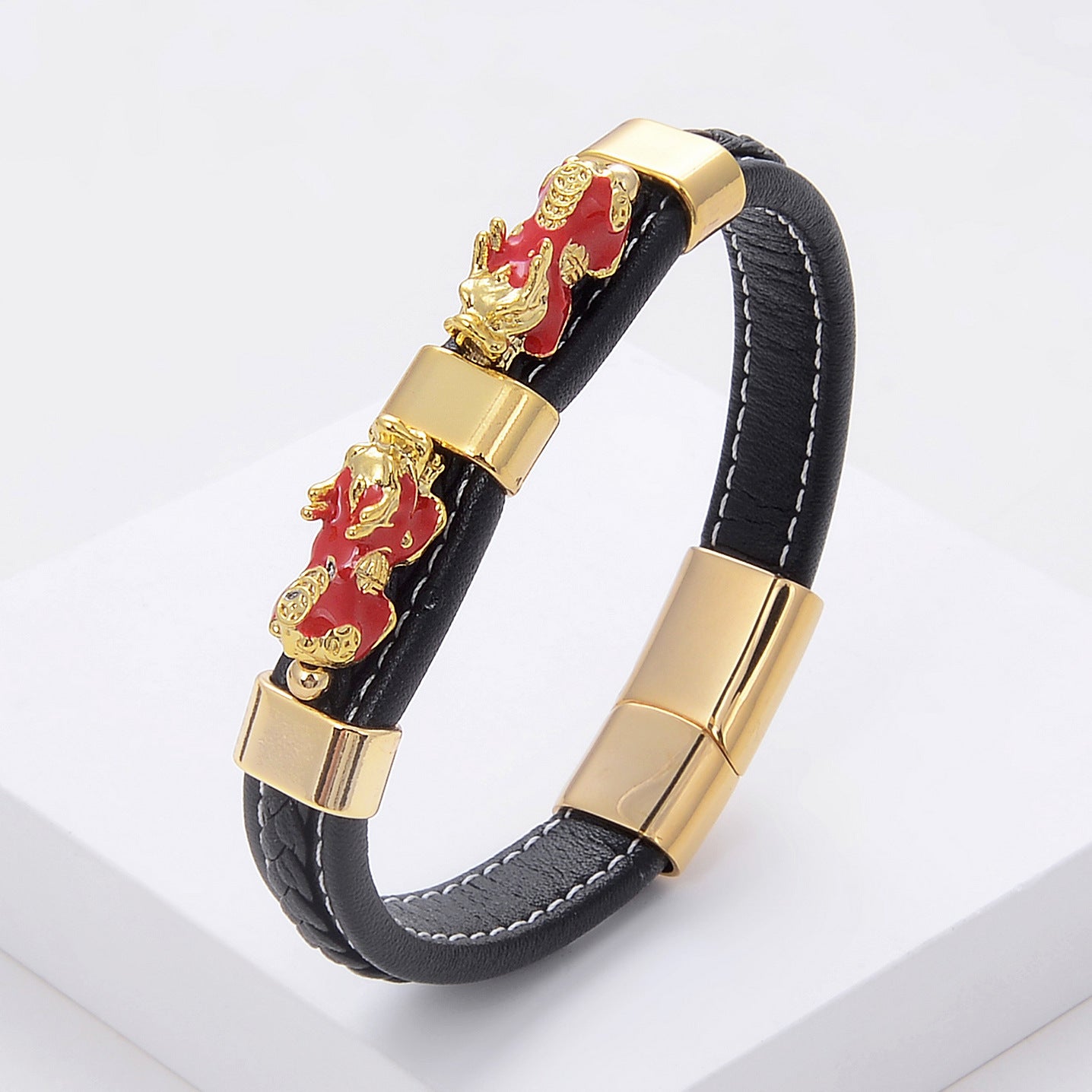 Vintage Braided Leather Rope Bracelet Stainless Steel 2f963ebd 6589 406c 848d 738dfe562234