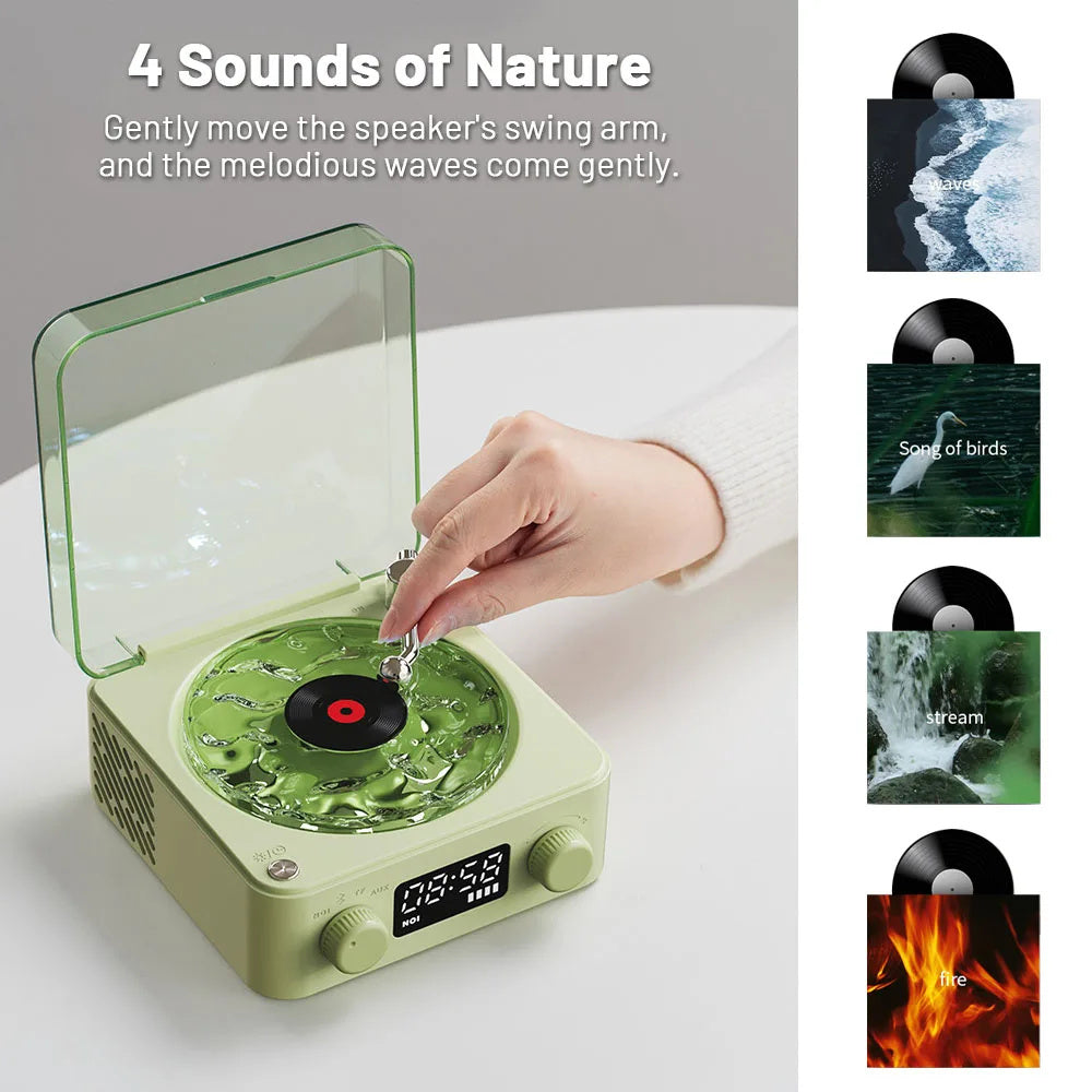 Retro Turntable Speaker Wireless Bluetooth-compatible 5.0 Vinyl Record Player Stereo Sound With White Noise RGB Projection La