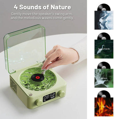 Retro Turntable Speaker Wireless Bluetooth-compatible 5.0 Vinyl Record Player Stereo Sound With White Noise RGB Projection La