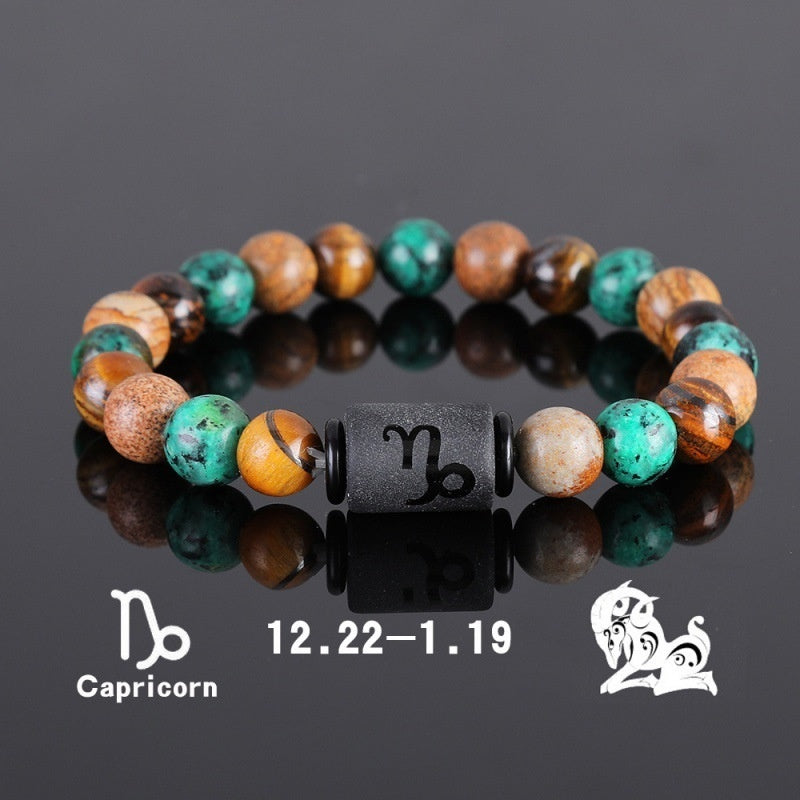 Twelve Constellation Elastic Bracelet Men Tigereye Couple Beaded 2fe77461 94b4 4790 a48d 6c111a506271