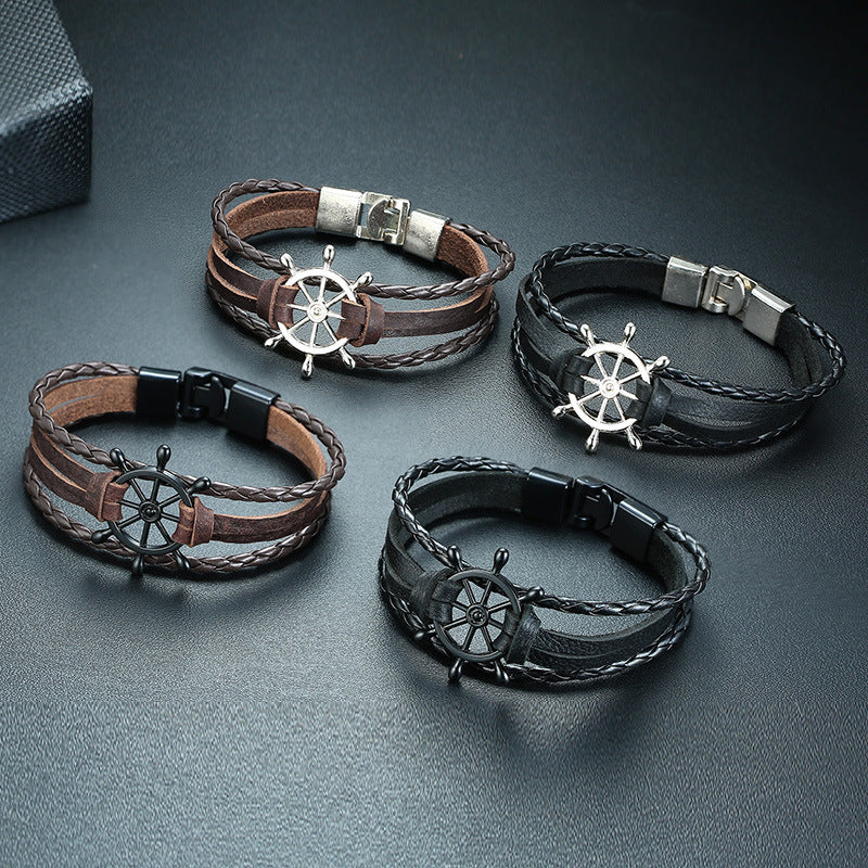 Alloy lucky figure 8 leather bracelet 3001708102807