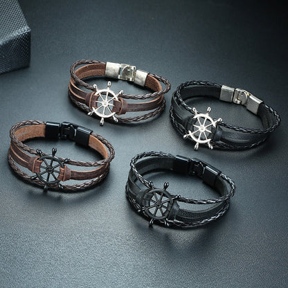 Alloy lucky figure 8 leather bracelet 3001708102807