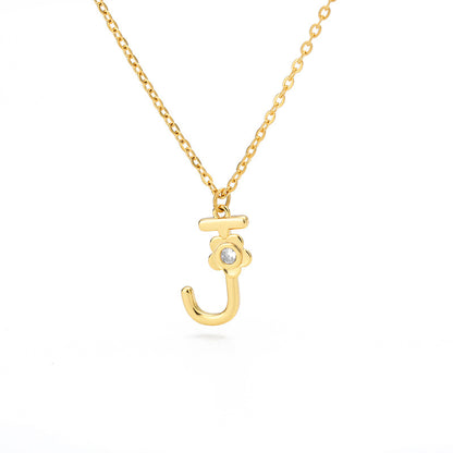 Rose English Alphabet Pendant Necklace 3008f086 80ab 44c9 9c18 c84e8b64dfb4