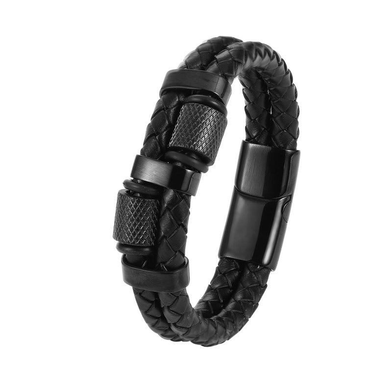 Explosive stainless steel magnet buckle leather bracelet 3014076905973