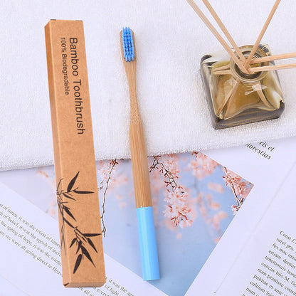 Natural bamboo handle round bamboo toothbrush 30175703304334