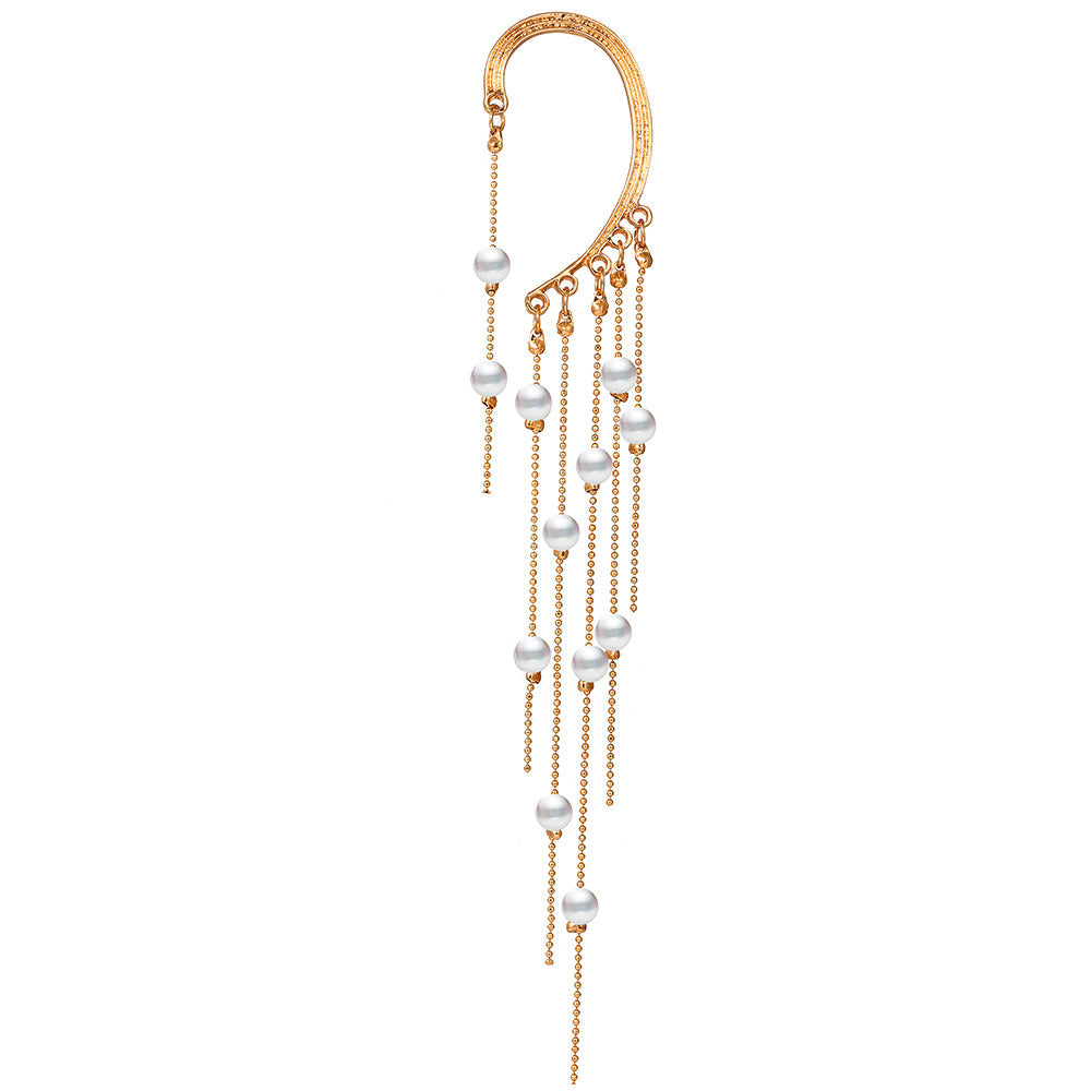 No Pierced Pearl Tassel Long Ear Clip 3028883a 0edd 473f ac0f da433d64aeb3