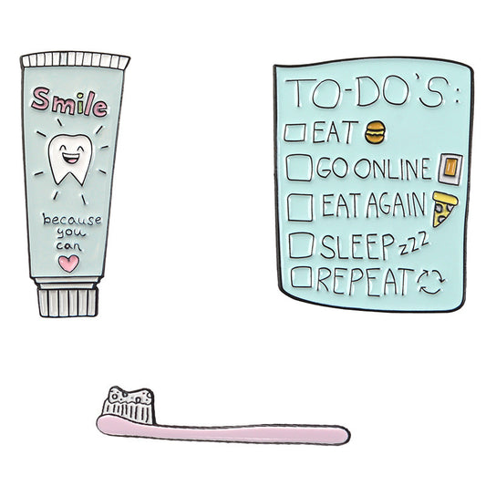 Cute cartoon toothpaste toothbrush brooch 303125141004