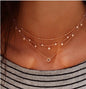 Bls-miracle Multilayer Necklace for Women Long Chain Turkish Eye Pendant Necklaces Trendy Crystal Star Water droplets Necklac