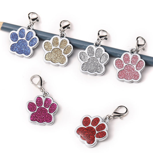 Zinc alloy custom glitter foot paw dog tag 3051144234450