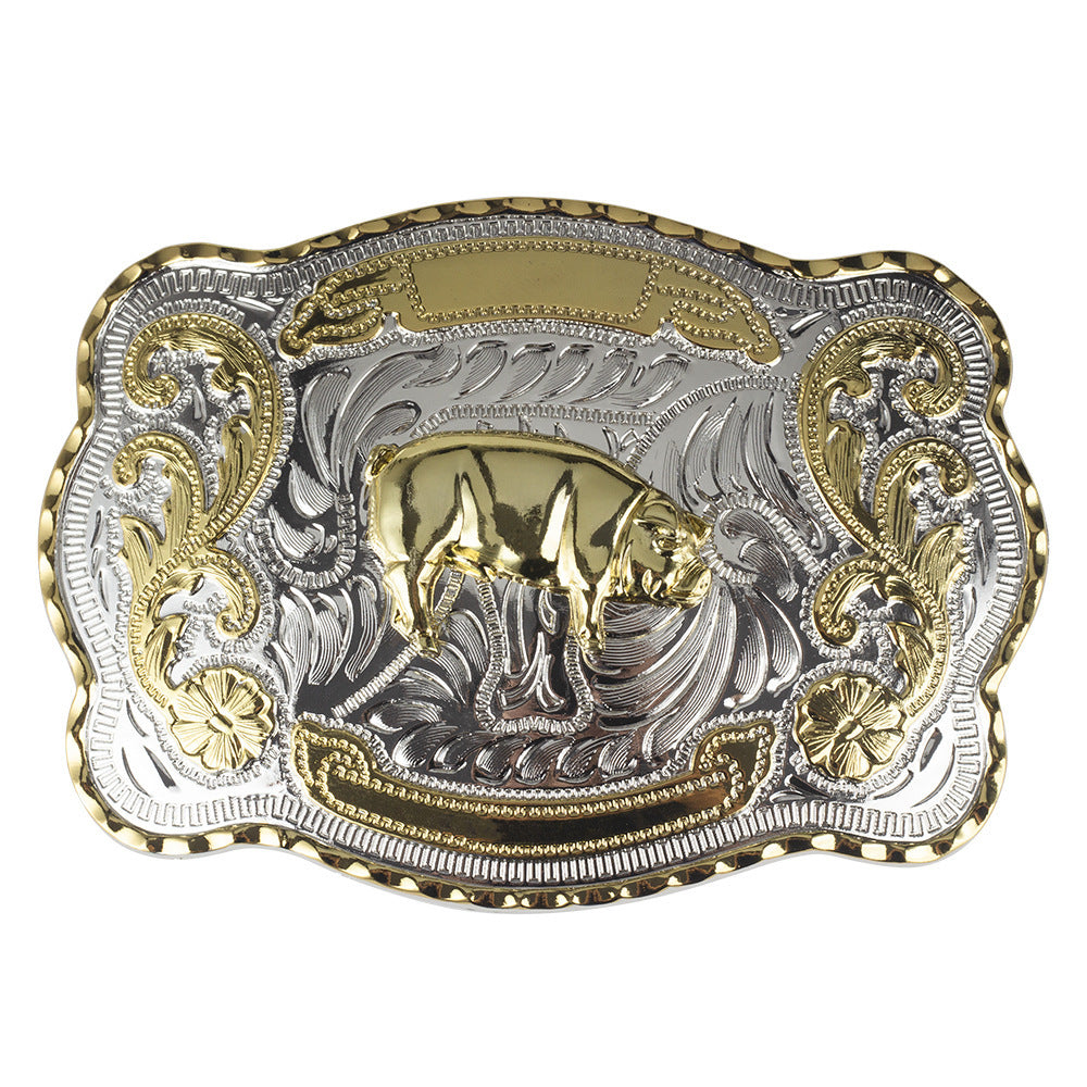 Golden Equestrian Big Head Belt Buckle Two-color Craft Alloy Smooth Buckle 306c7ec4 106e 4ddc 9fd0 f37affbab5ad