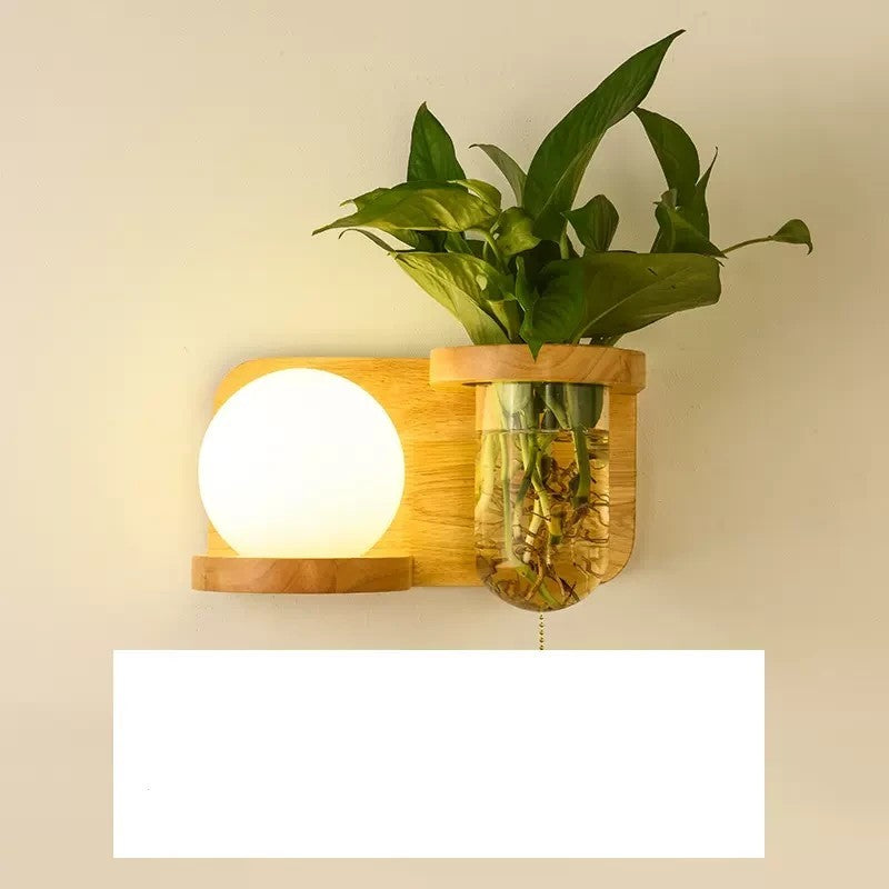 Green Plant Solid Wood Corridor Decoration Bedroom Bed Creative Wall Lamp 3078b989 a107 4bab bfa3 6c37f6f2bccb