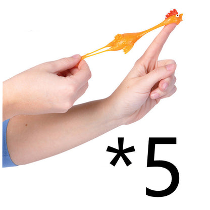 Catapult Launch Rubber Catapulted Chicken Toys Light Finger Prank Stretchy Flying Ejection Toy Slingshot Turkey Sticky 307cd0
