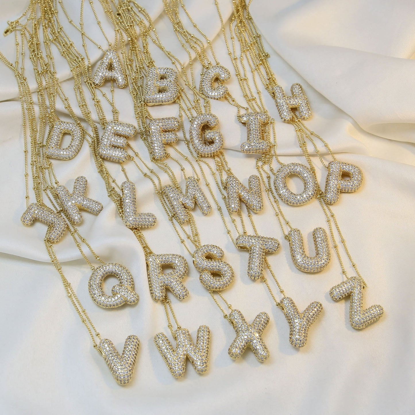 Brass Zircon Bubble Balloon Letter Pendant Necklace For Women 30a60a8e 604f 490f 9ec4 4b7cc851b38b
