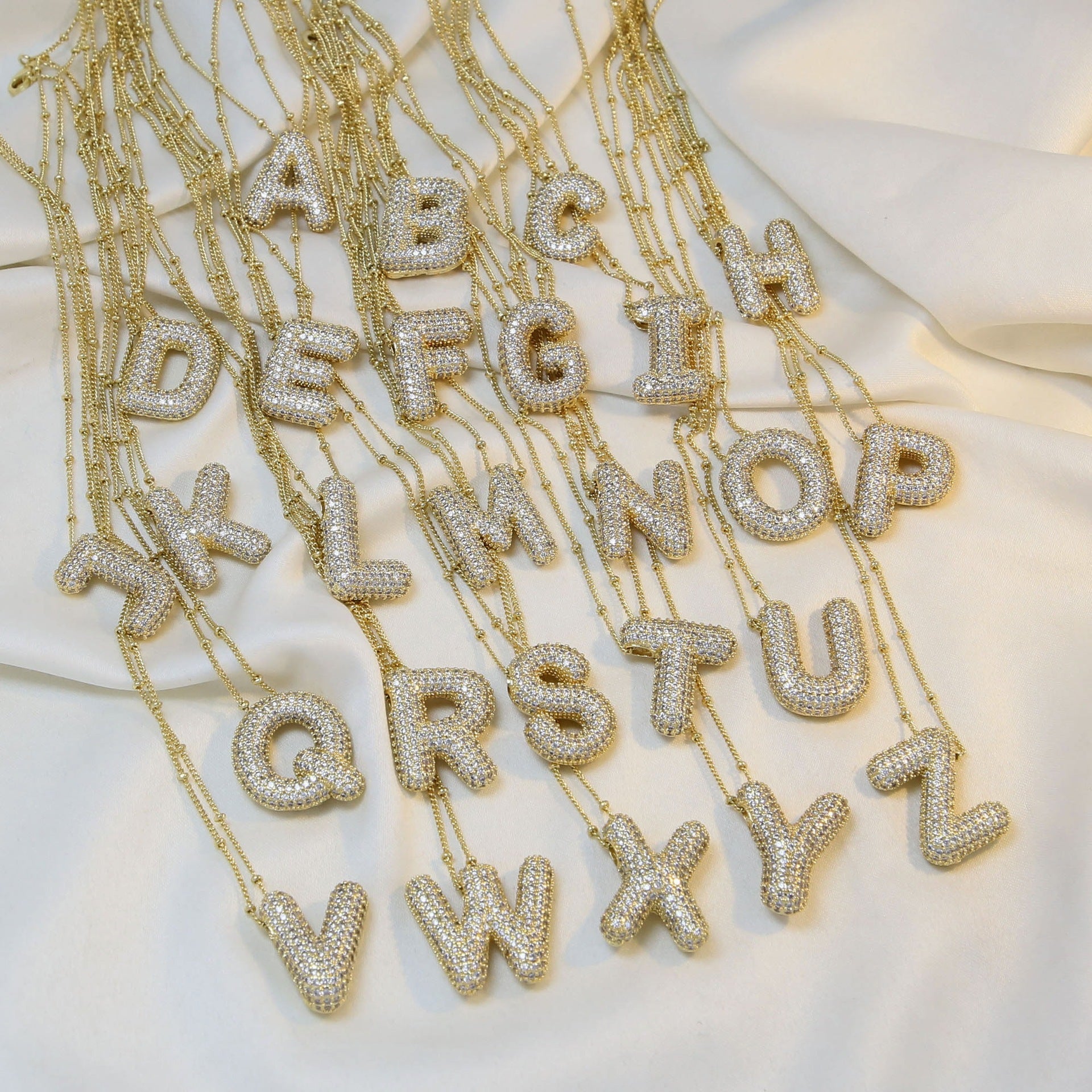 Brass Zircon Bubble Balloon Letter Pendant Necklace For Women 30a60a8e 604f 490f 9ec4 4b7cc851b38b