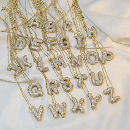 Brass Zircon Bubble Balloon Letter Pendant Necklace For Women 30a60a8e 604f 490f 9ec4 4b7cc851b38b