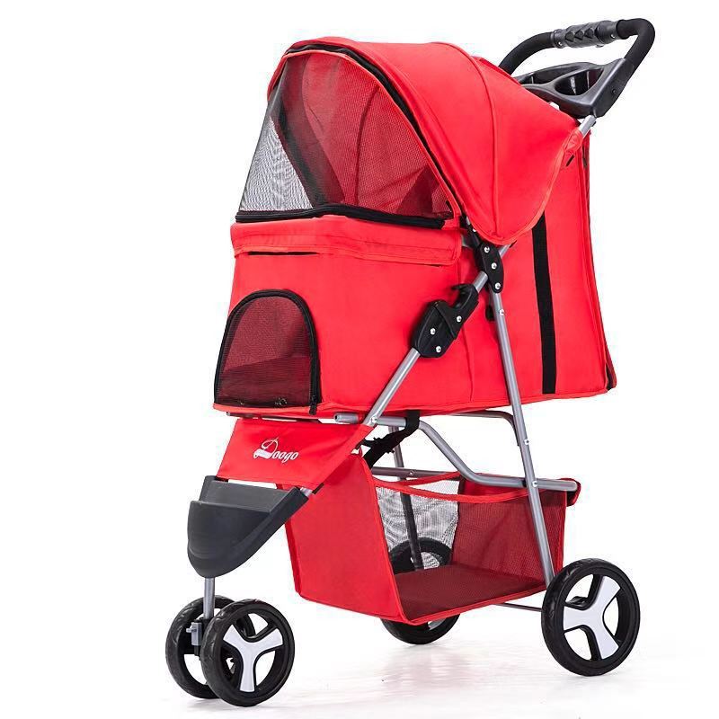 Lightweight Folding Pet Trolley Dogs And Cats Dog Out Stroller Three-wheeled Pet Stroller Dog Out Stroller Supplies 30a92673 
