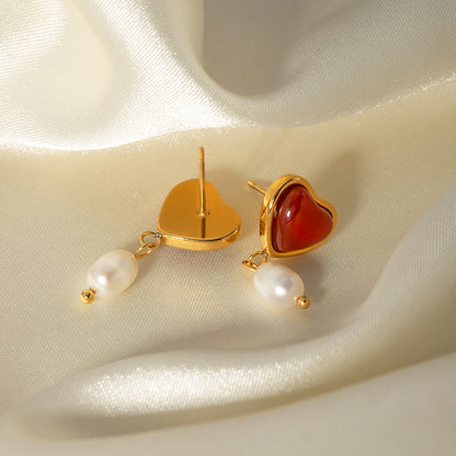 Sabina Pearl Heart Gold Earrings 30ea35a9 9d90 4bdd ab2c 75c2448ae7ea
