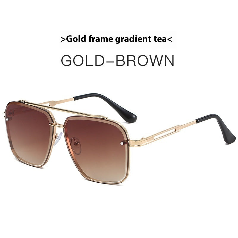 Men's Double Beam Trimmed Metal Box Sunglasses 30f29865 a10d 487a b3be f1403cf79c3d trans