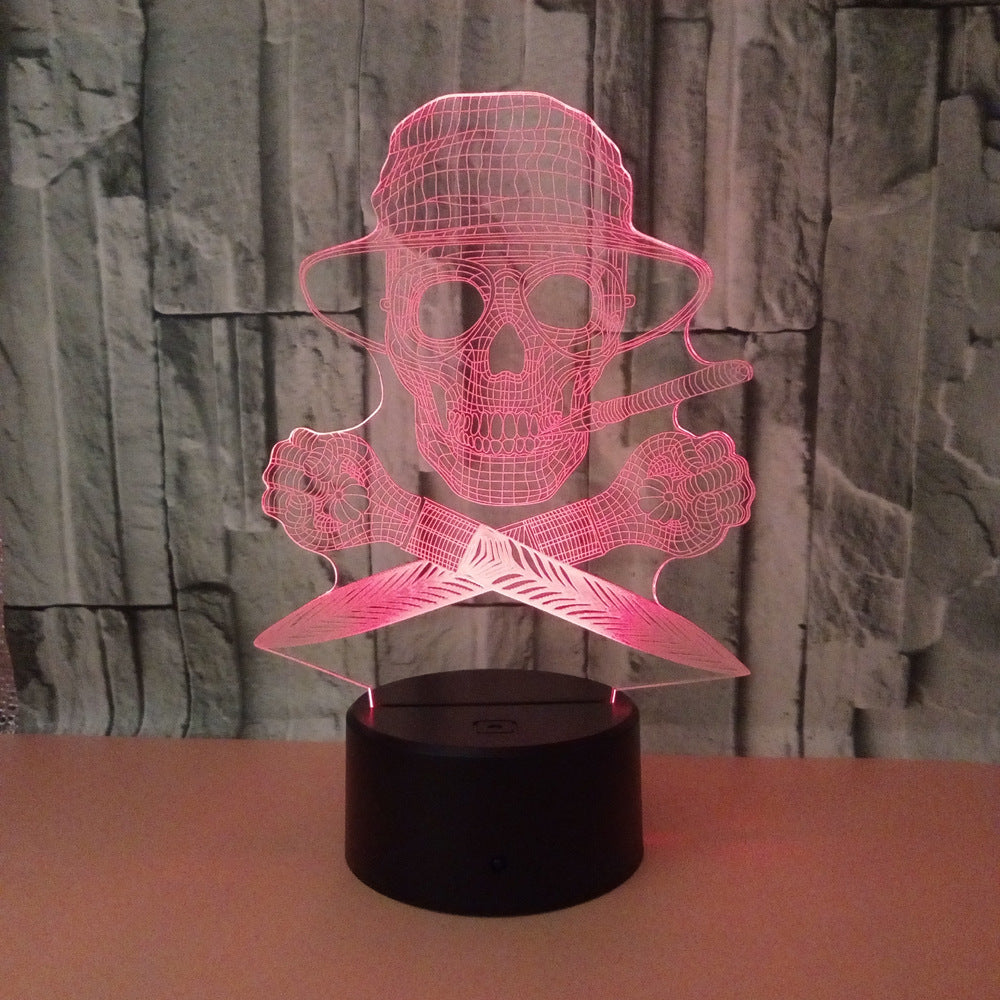 3D LED Color Night Light Changing Lamp Halloween Skull  Light Acrylic 3D Hologram Illusion Desk Lamp For Kids Gift Dropship - HD Wireless Product #6