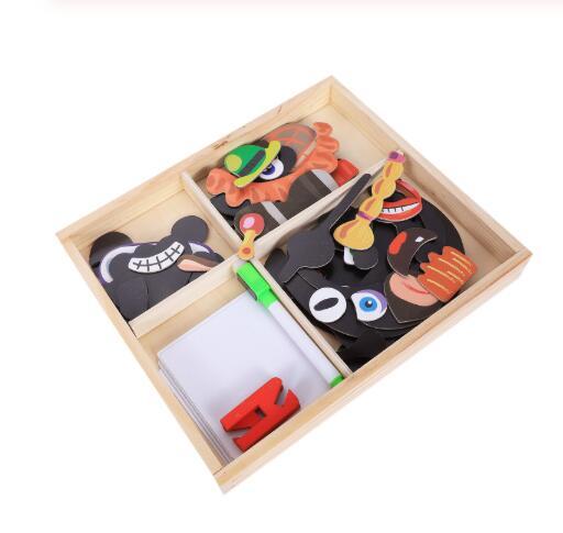 Montessori Magnetic Fun Puzzle Children's Wooden Puzzle Box Game Cartoon Educational Painting Toys For Children Gift Antistre