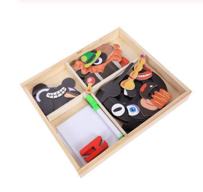 Montessori Magnetic Fun Puzzle Children's Wooden Puzzle Box Game Cartoon Educational Painting Toys For Children Gift Antistre
