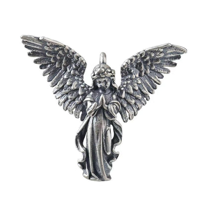 925 Sterling Silver Distressed Little Angel Necklace Cupid Pendant Men Vintage Jewelry - HD Wireless Product #8