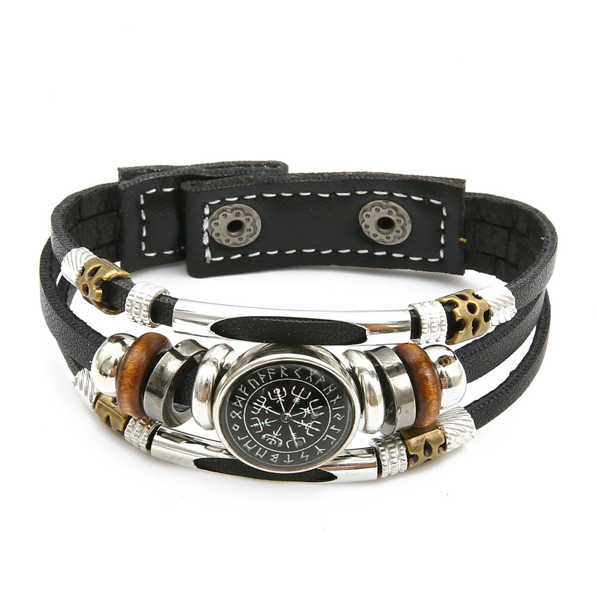 Viking Pirate Compass Pattern Leather Bracelet 310cc48b 6162 4992 b0f7 cee55a3568ee