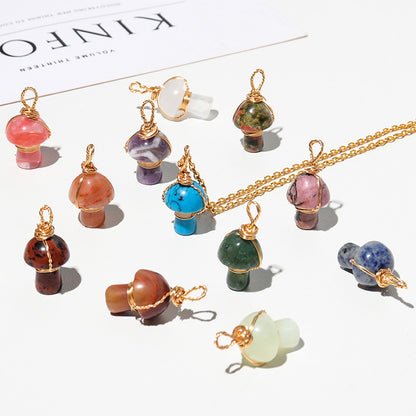 Crystal Agate Semi-Precious Mushroom Braided Pendant 310e1798 47a3 4f64 b4ba d854d4f91e09