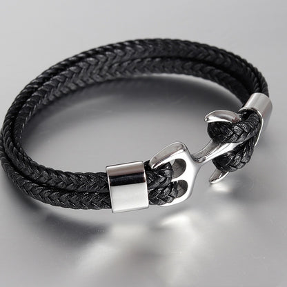 Stainless steel leather bracelet leather cord 3113240419553