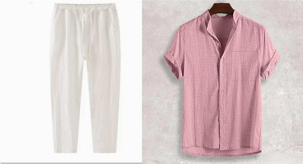 Men's Stand Collar Cotton Cardigan Short Sleeve Thin 3120ed4e a1a1 4d54 936a 2312b45d6391