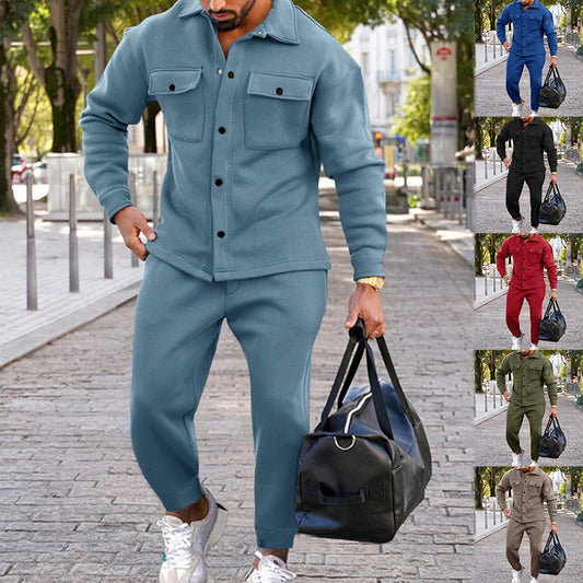 Suede Single-breasted Solid Color Slim Fit Two-piece Suit Men 31251214 f243 4716 bb19 21b47219dbdc