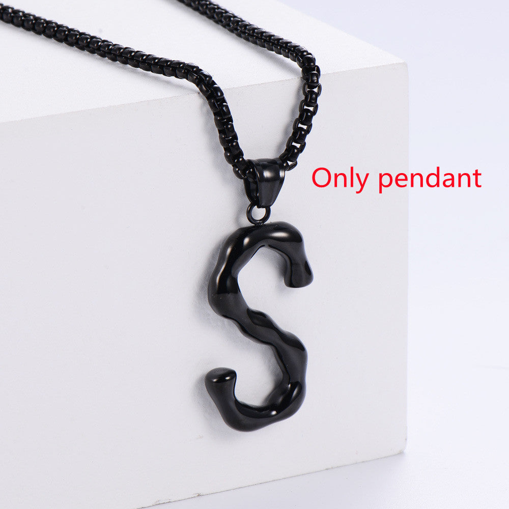 Three-dimensional 26 English Letter Pendant Necklace Fashion Jewelry Titanium Steel Couple Ornament 3150b345 bc7b 4b07 92ef f