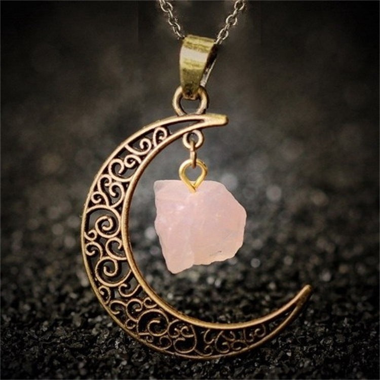 Natural Stone Crystal Necklace Vintage 3151c8b1 030c 4e80 9448 f0018d605716