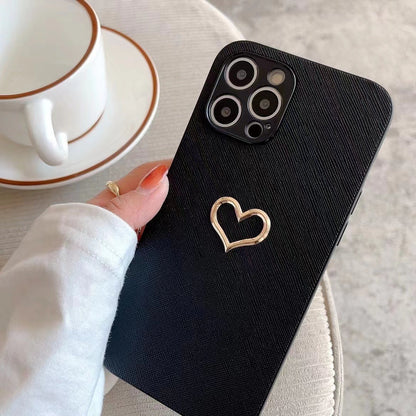 Simple Bronzing Heart Leather Phone Case 315a4067 2669 4639 a287 1c473695ddfb