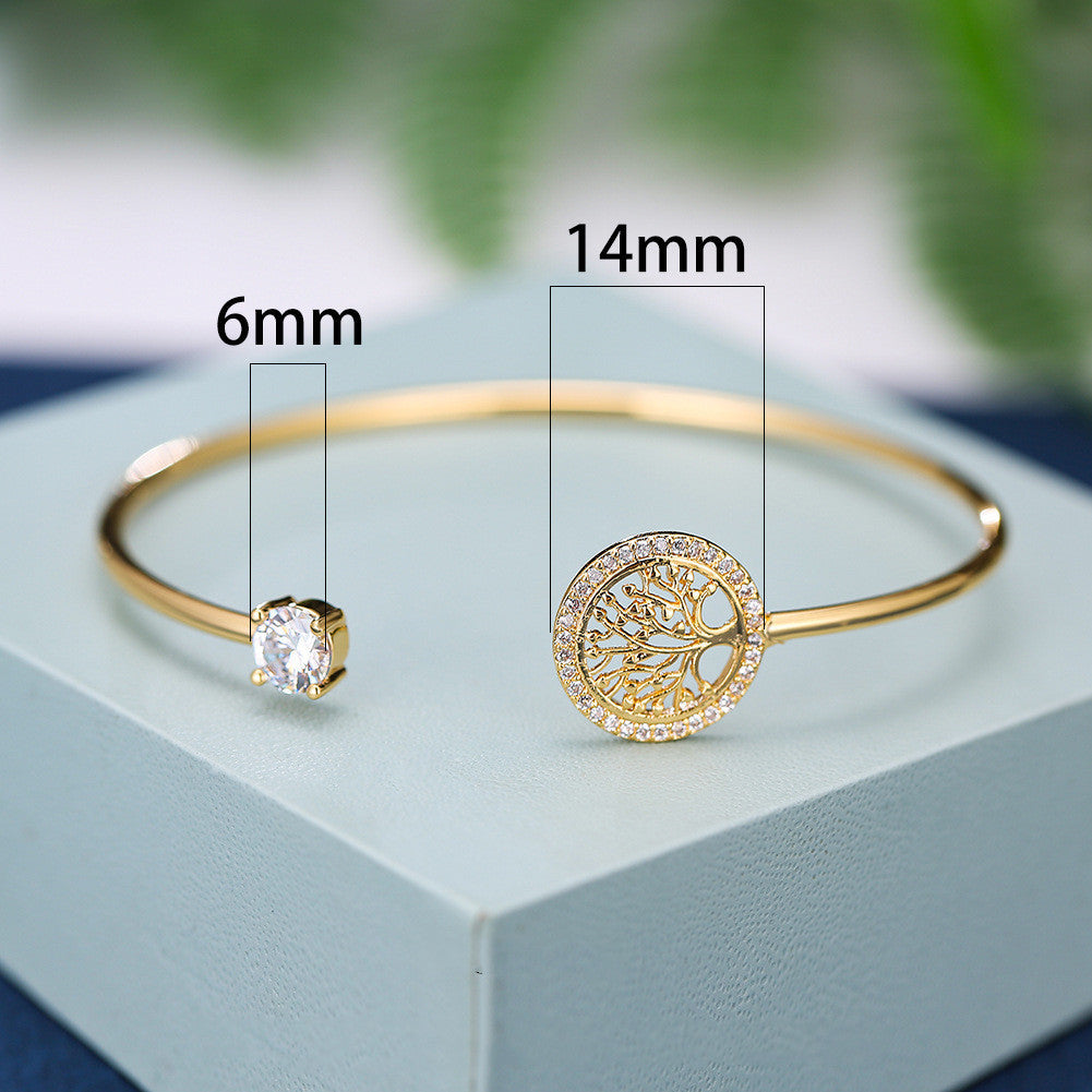 Gold Hope Tree White Diamond Bracelet Women Elegant Retro Style Jewelry 3160684136883