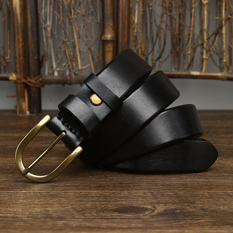 3.3CM Wide Copper Buckle Trendy Fashion Retro Belt Men - HD Wireless Product #6
