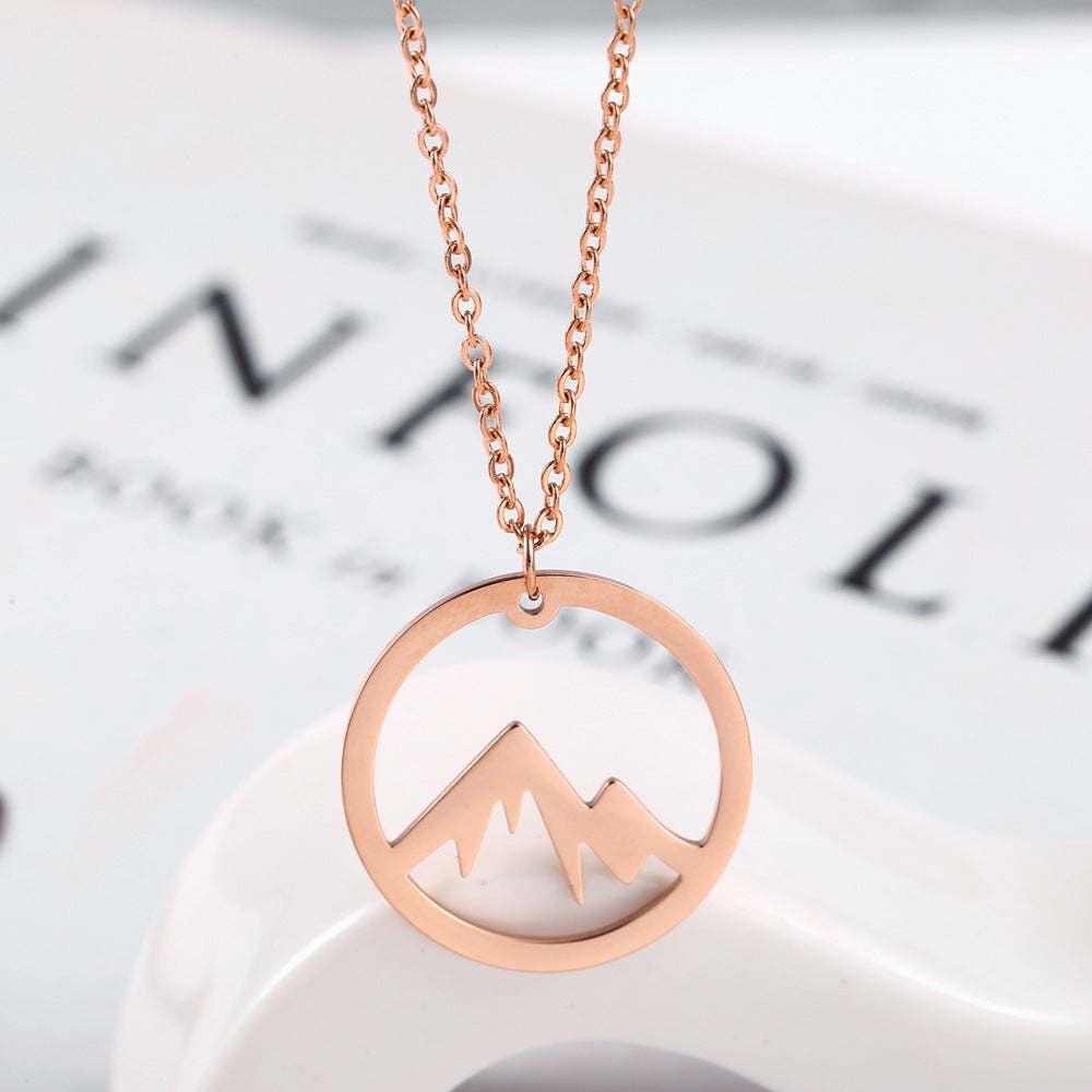 Mountain Pendant Necklace Gold Silver Minimalist Nature Snow Mountain Necklace For Women Men Fashion Adventure Jewelry Gift 3