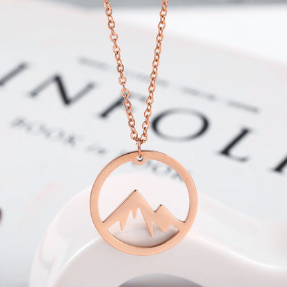 Mountain Pendant Necklace Gold Silver Minimalist Nature Snow Mountain Necklace For Women Men Fashion Adventure Jewelry Gift 3