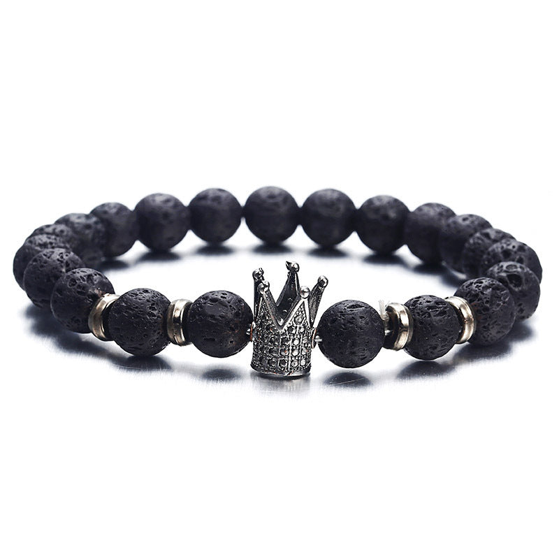 European and American fashion micro inlaid zircon crown bracelet volcanic stone acrylic bracelet 3175564295640